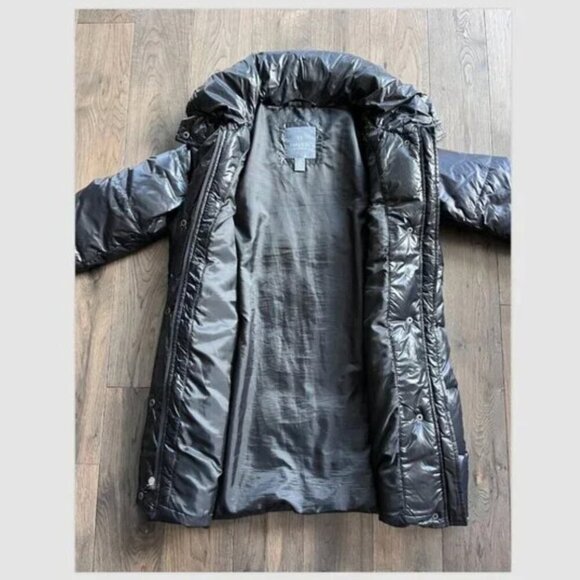 Haven Outerwear Mid-Length Shiny Black Puffer Jacket Size XS Insulated Quilted - Picture 4 of 9